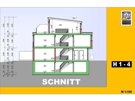 Schnitt Haus 1 - 4