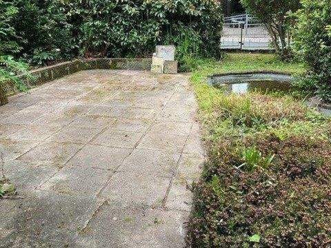 Terrasse im grünen Hausgarten