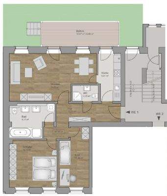 Grundriss Wohnung 1 - Hochparterre