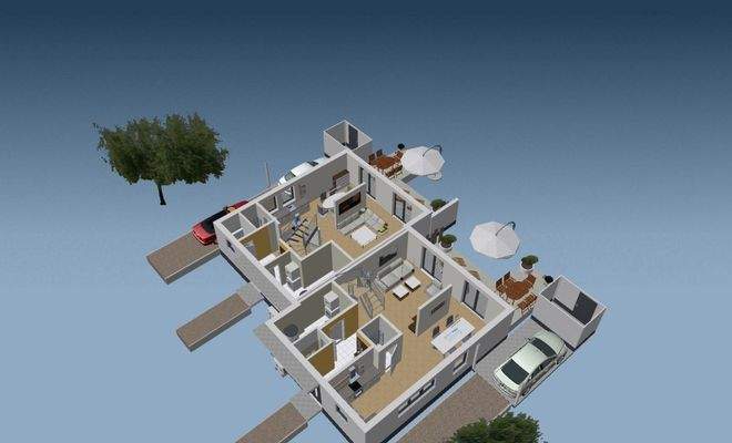 Erdgeschoss Straßenseite 3D