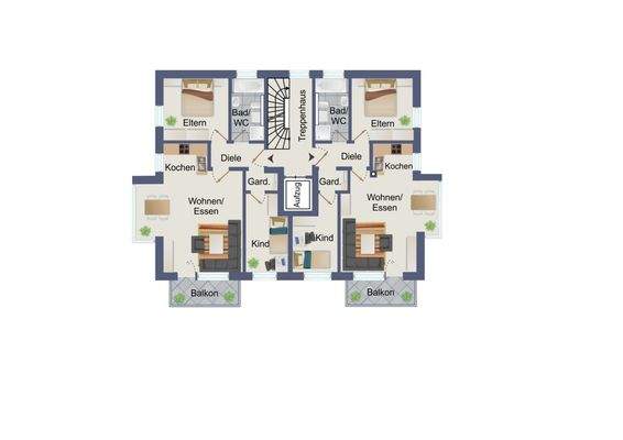 Grundriss  Obergeschoss Wohnung 3 + 4