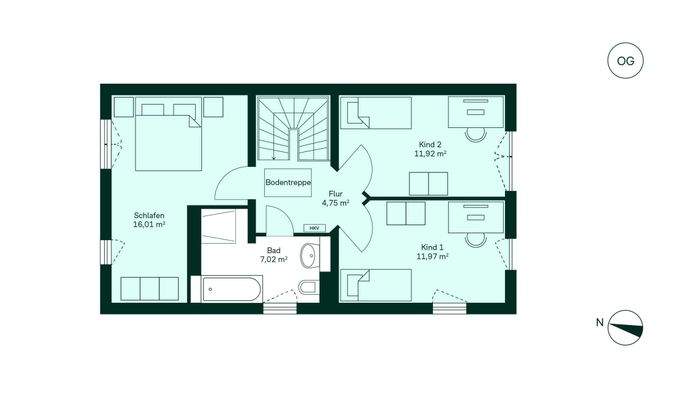 Geräumiges Obergeschoss mit viel Stauraum