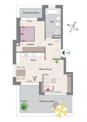 Grundriss Penthouse-Wohnung F08