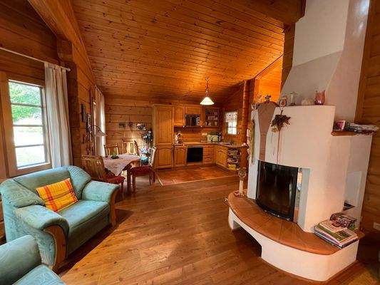 offenes Wohnen mit Kamin