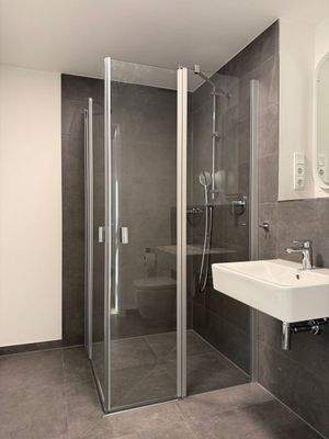 Ansicht Bad mit Dusche und WC