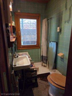 kleines Badezimmer mit Dusche und WC