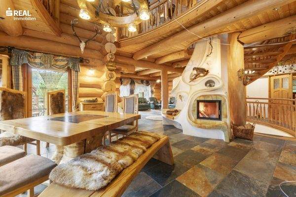 Wohn- Esszimmer Blockhaus