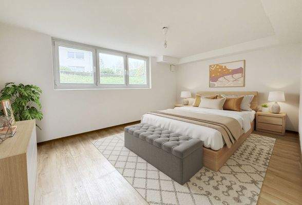 Virtual Staging Souterrain Schlafzimmer