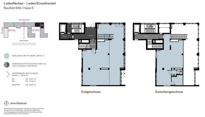 Grundriss Versmannstraße EG+ZG, ca. 309 qm
