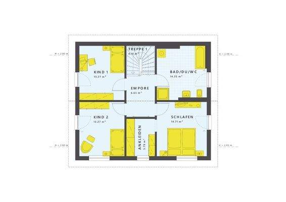 Das Dachgeschoss des Sunshine 143, mit großen Zimmern und einem schönen Badezimmer