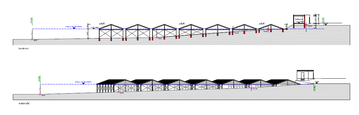 Photovoltaikanlage Errichtungsplan Seitenansicht