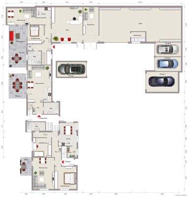 Grundriss Erdgeschoss (nicht maßstabsgerecht, Möblierungsbeispiel)