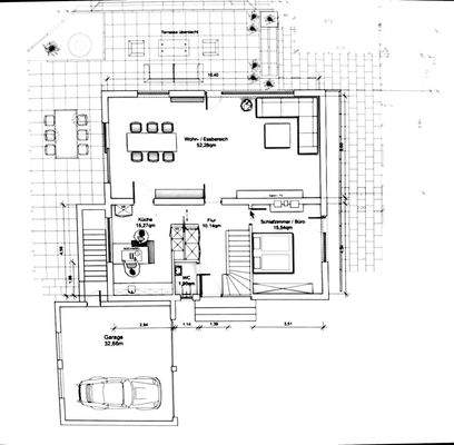 Grundriss EG mit Terrassen und Garage