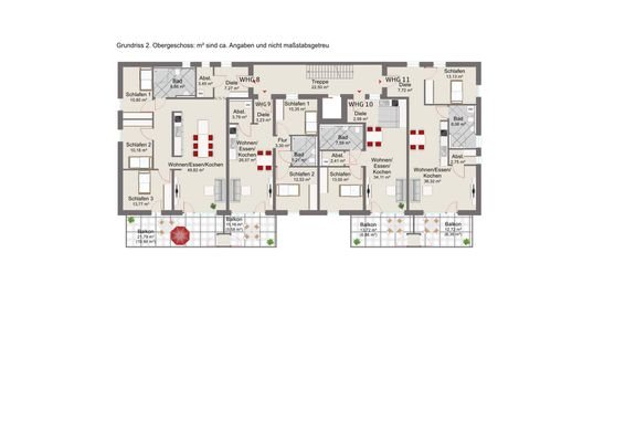 Grundriss 2. OG Whg 8,9,10,11