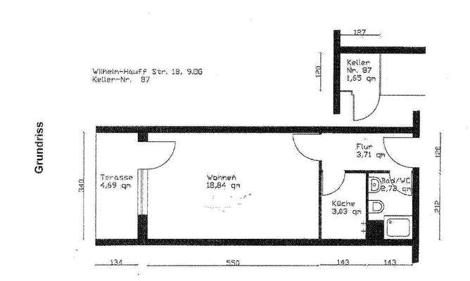 Wohnungsplan mit Maßen