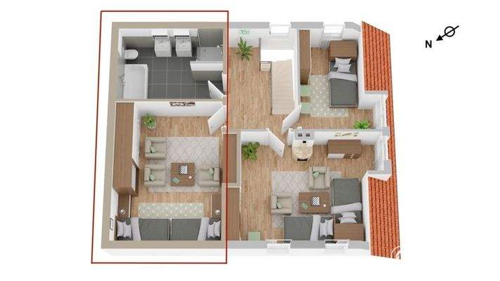 Grundriss mit möglichen Anbau OG 