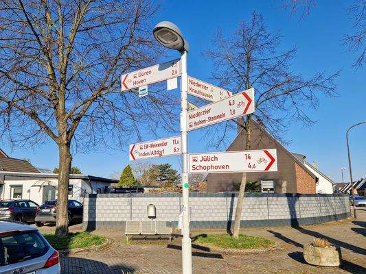 Entfernung zu den umliegenden Orten mit Fahrradweg