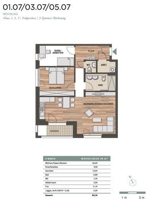 Grundriss - Wohnung Nr. 3.07