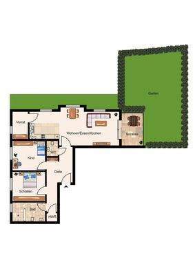 Grundriss mit Gartenanteil