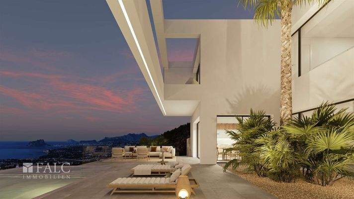 Terrasse bei Nachthimmel