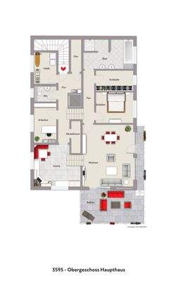 Grundriss OG Haupthaus visualisiert 3595