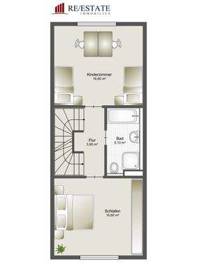 Zwei Schlafräume im OG