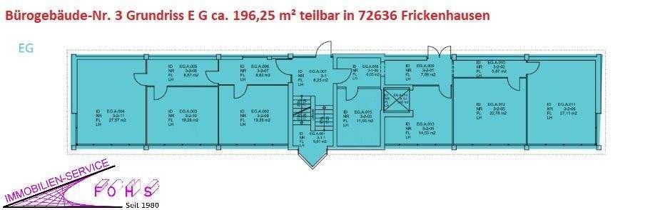 Bürogeb.Nr. 3 Grundriss EG 196,25 m²