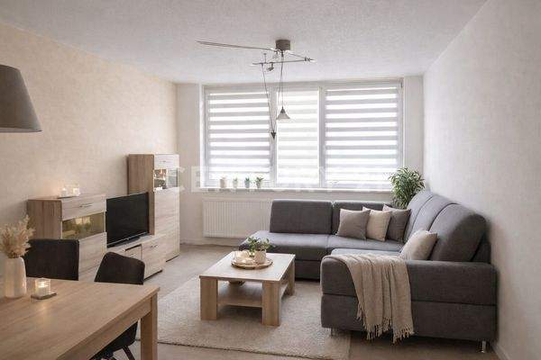 helles Wohnzimmer mit Essbereich