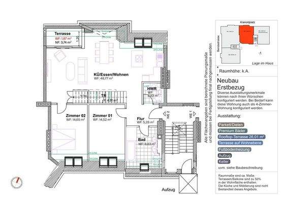 Grundriss Wohnebene WE 2