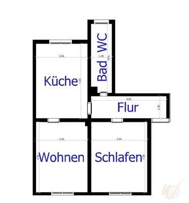 Grundriss  2 Zimmer