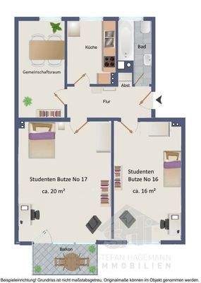 Grundriss 3. OG rechts aktuelle Möblierung 2023