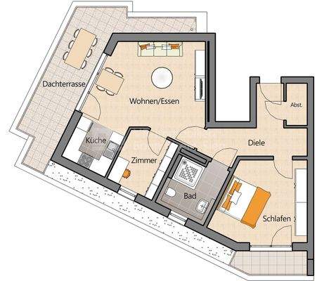 Grundriss (3-Zimmer Variante)