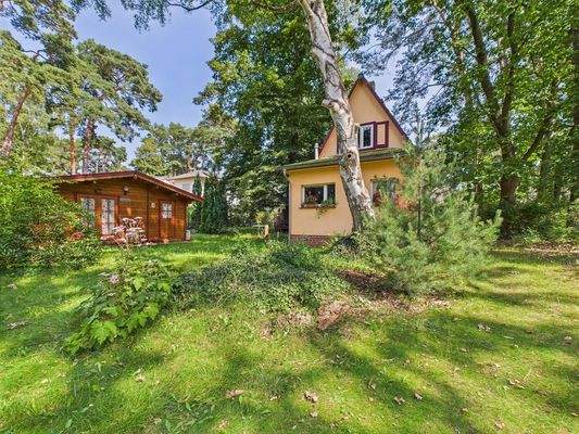 Gartenbereich und Blick auf den Anbau