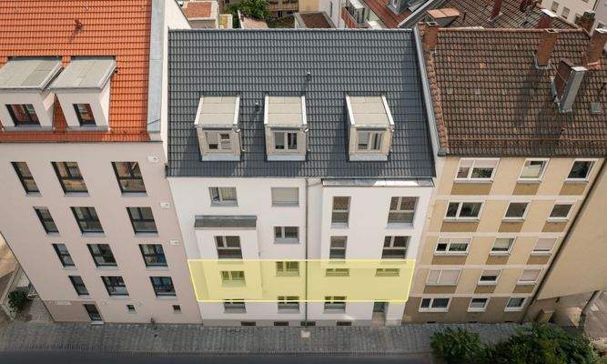 Die hervorgehobene Wohneinheit in der Vorderansich