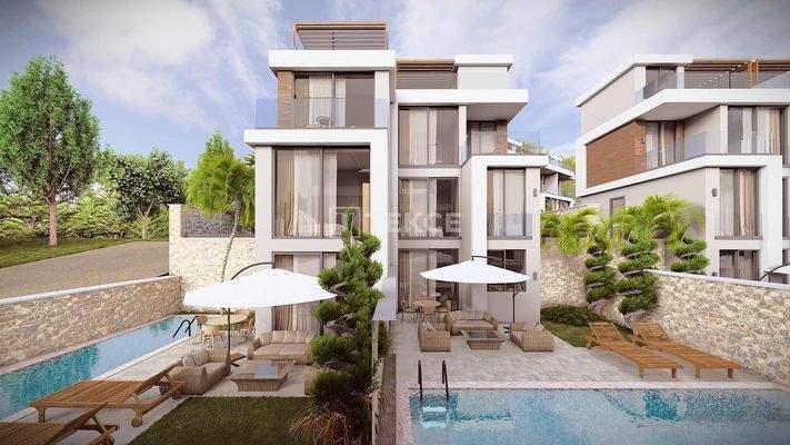 Villa with Pool in a Sea View Complex in Antalya Kalkan