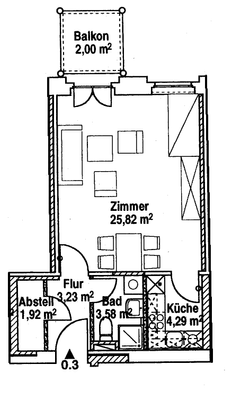 H 14, EG mitte - rechts, 40,84 m².png