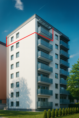 Ansicht mit DG Kennzeichnung der Wohnung