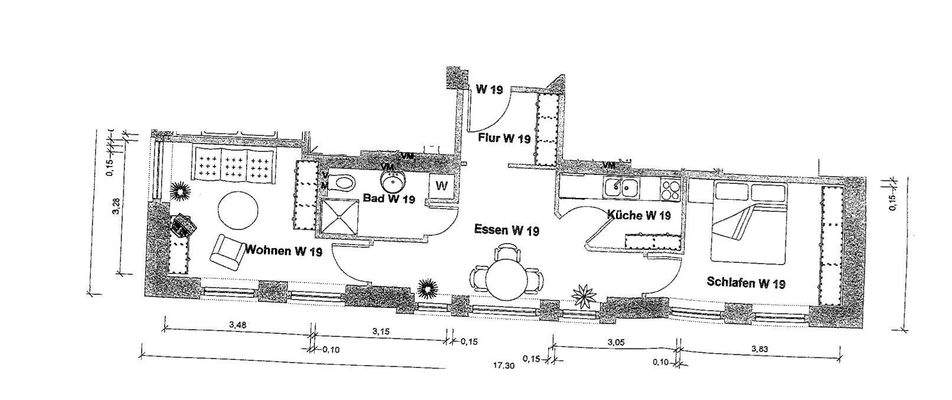 Grundriss: Helle 2-Zimmer-Wohnung