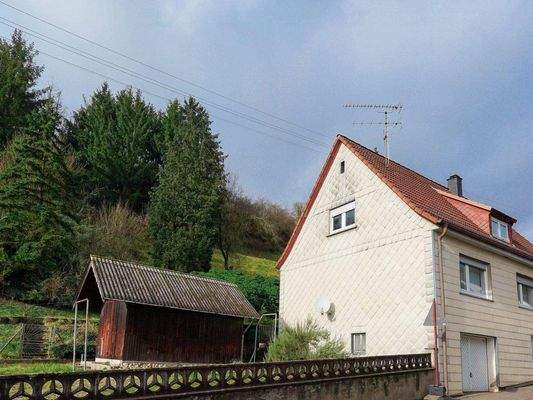 Hausansicht mit Garten