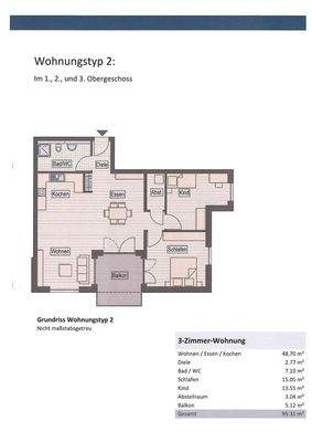 Grundriss 3 Zimmer, ca. 95m², Neubau , Eislingen, 