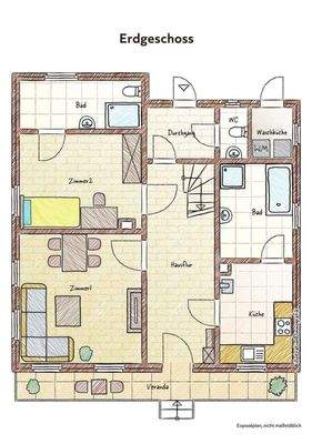 Grundriss EG mit beispielhafter Möblierung
