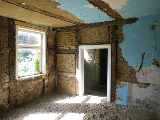 Fachwerkdecke und Wand