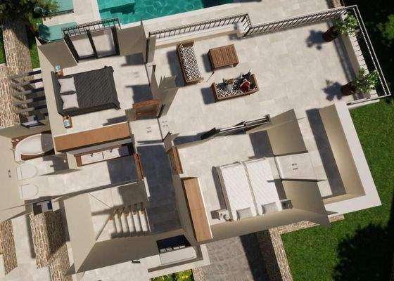 NEUBAU-PROJEKT: Kreta, Gerani bei Rethymno: Luxuriöses Haus mit atemberaubendem Meer- und Bergblick