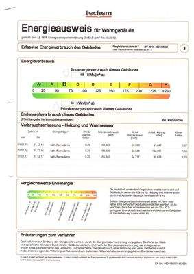 Energieausweis B / 68 kW/h