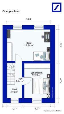 Grundriss Obergeschoss - möbliert
