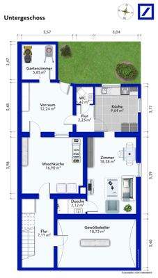Grundriss UG möbliert, Grafik