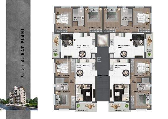 City Center Flats Near the Mall in North Cyprus Gazimağusa