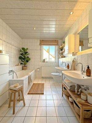 Tageslichtbad mit Wanne und Dusche im 1. Obergeschoss