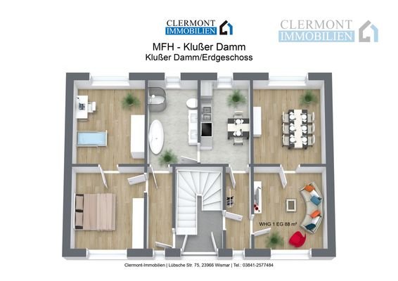 MFH - Klußer Damm - Klußer DammErdgeschoss - 3D Floor Plan