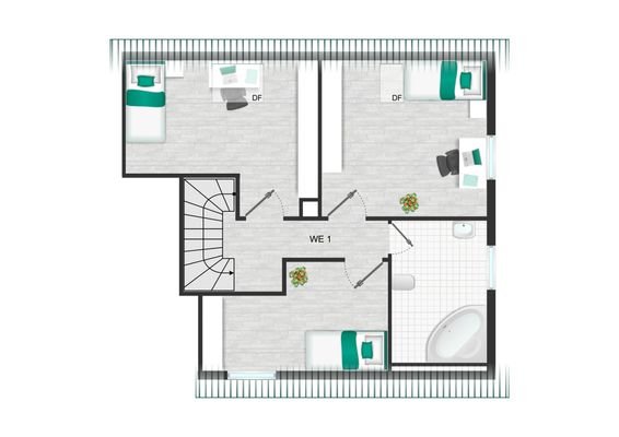 Grundriss MFH Wieck WE1 OG